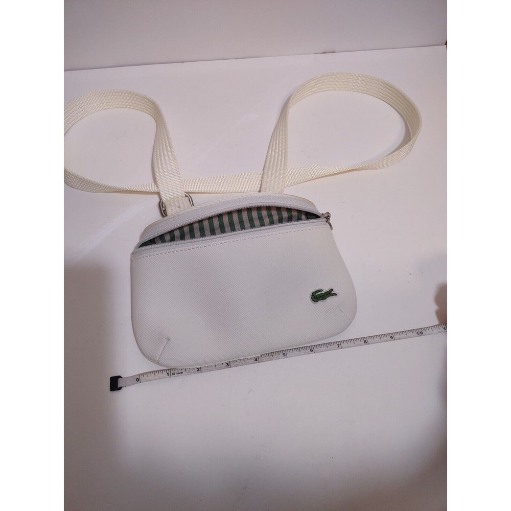 Lacoste Crossbody White Bag Vintage Alligator Designer Zip Sporty - Picture 8 of 13